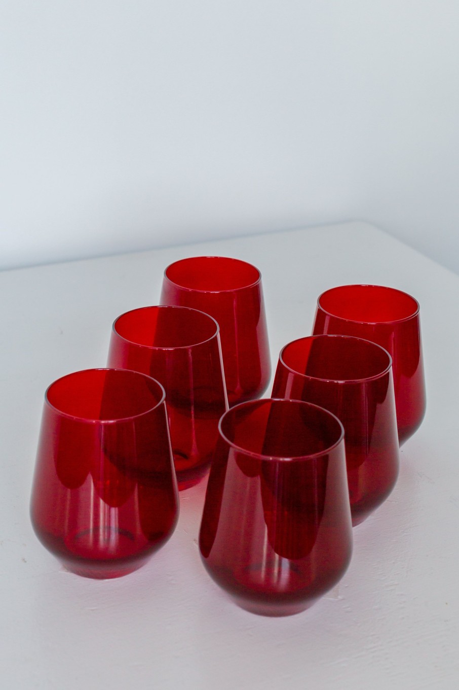 Glassware Estelle Colored Glass | Estelle Colored Wine Stemless - Set Of 6 {Red}