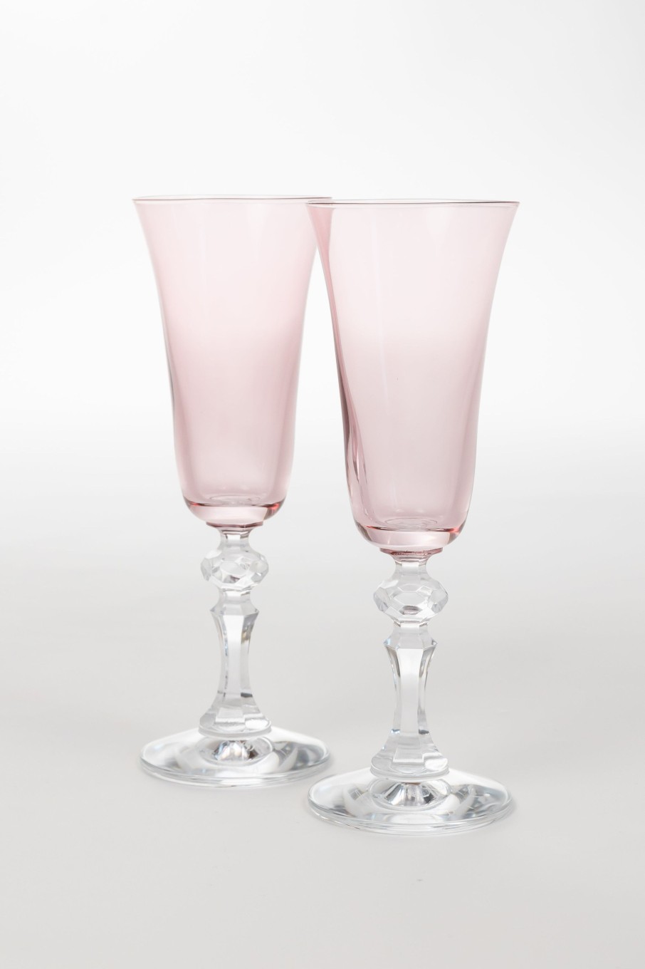 Limited Edition Holiday Estelle Colored Glass | Estelle Colored Regal Flute With Clear Stem - Set Of 2 {Rose}