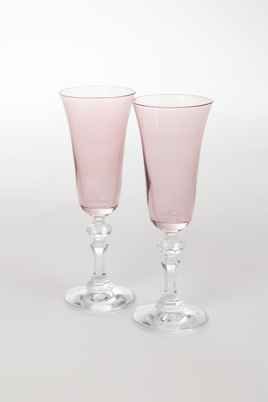 Limited Edition Holiday Estelle Colored Glass | Estelle Colored Regal Flute With Clear Stem - Set Of 2 {Rose}