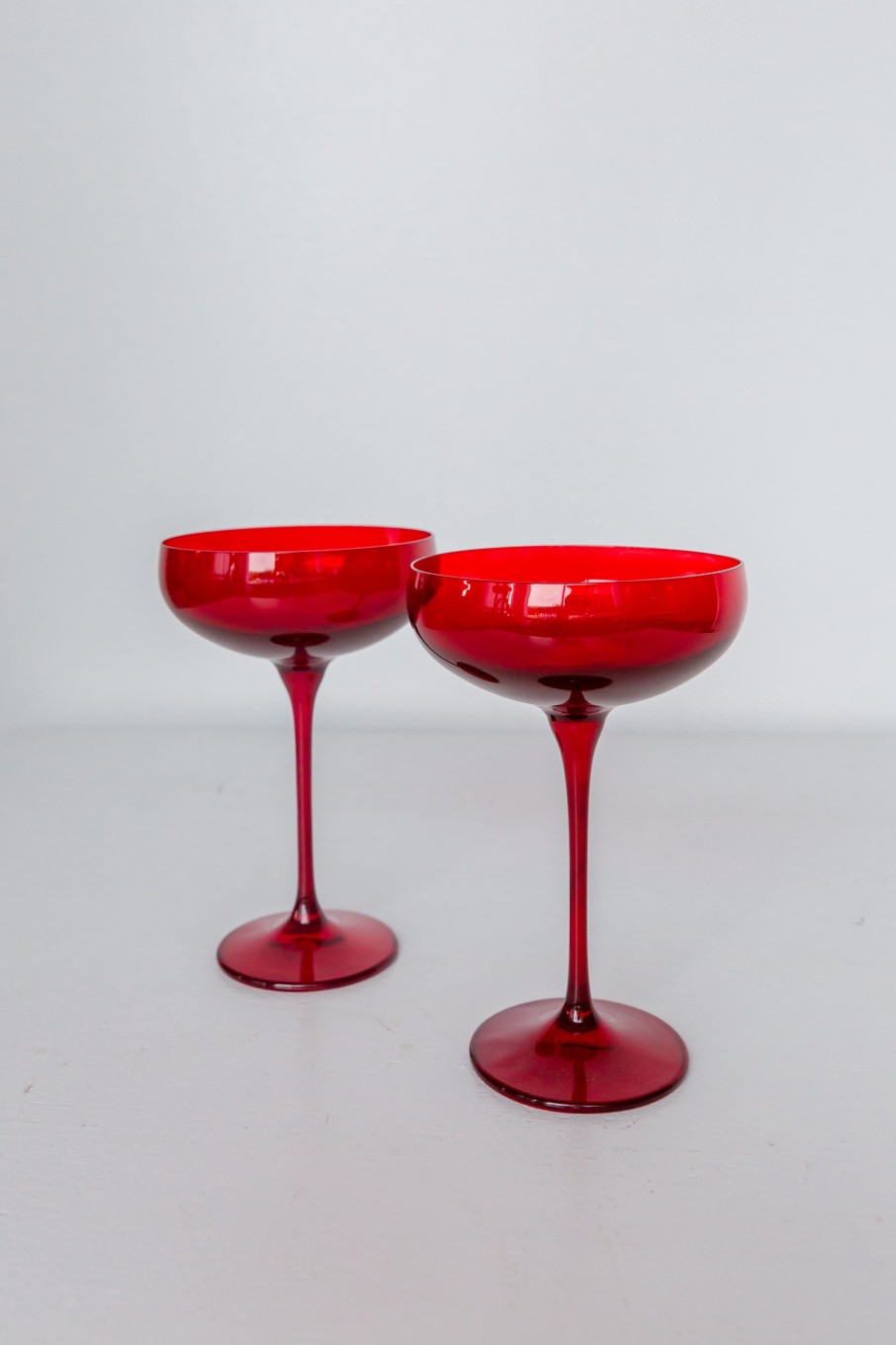 Glassware Estelle Colored Glass | Estelle Colored Champagne Coupe Stemware - Set Of 2 {Red}