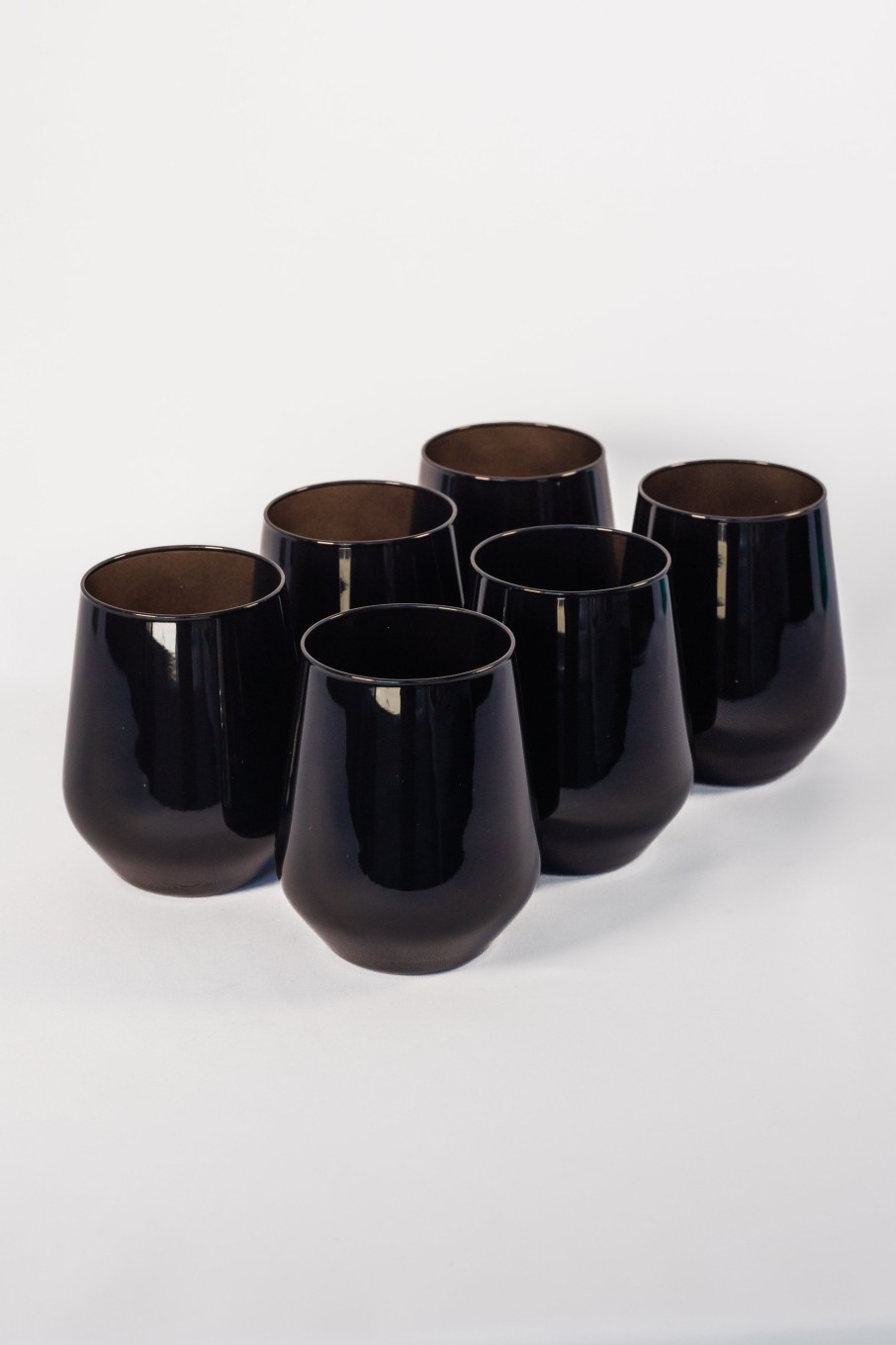 Glassware Estelle Colored Glass | Estelle Colored Wine Stemless - Set Of 6 {Black}