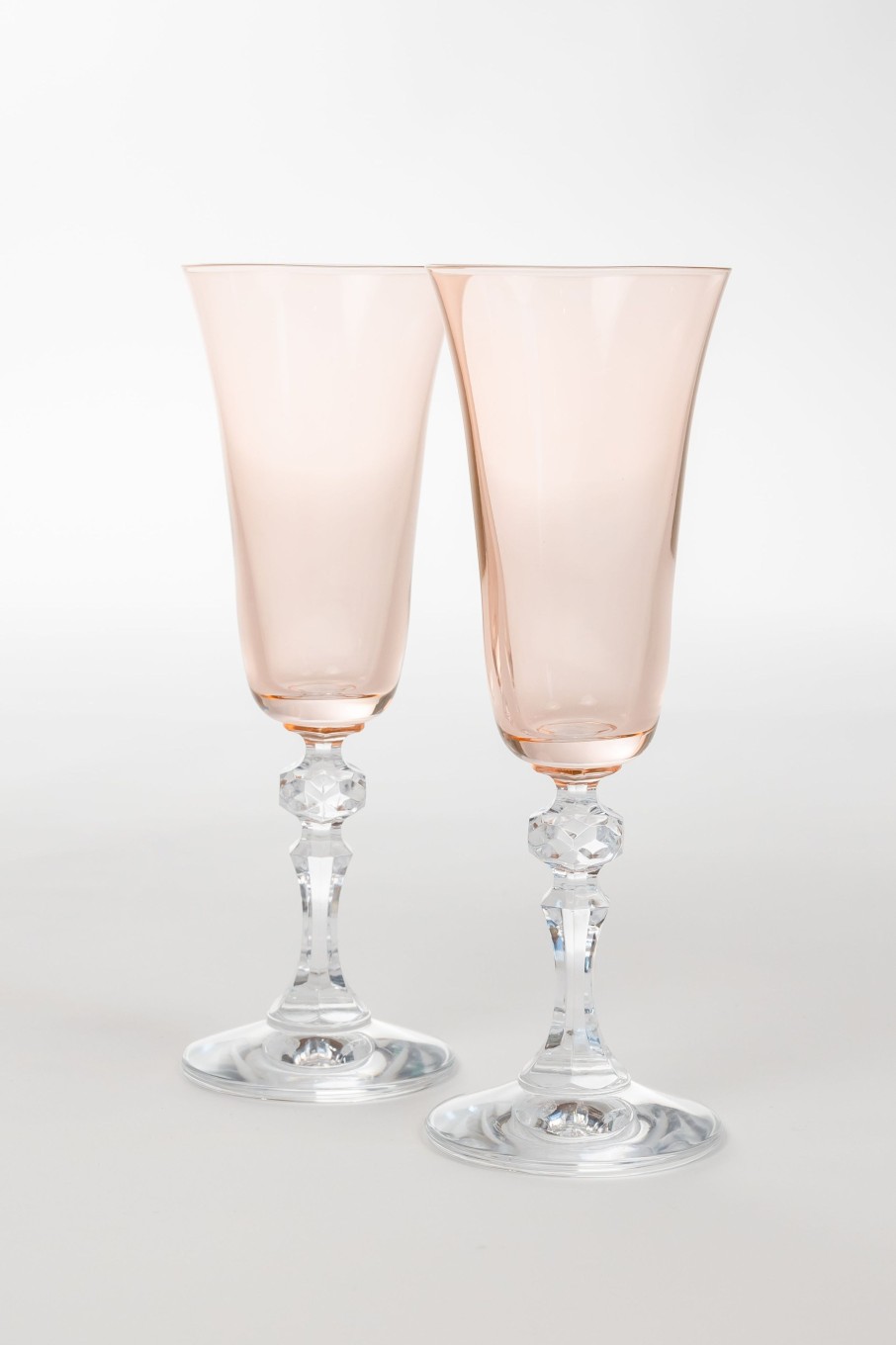 Glassware Estelle Colored Glass | Estelle Colored Regal Flute With Clear Stem - Set Of 2 {Blush Pink}