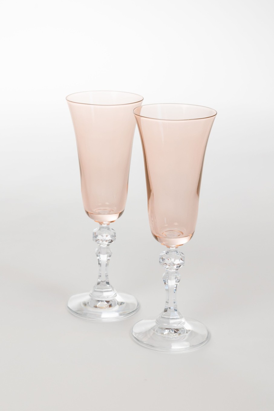 Glassware Estelle Colored Glass | Estelle Colored Regal Flute With Clear Stem - Set Of 2 {Blush Pink}