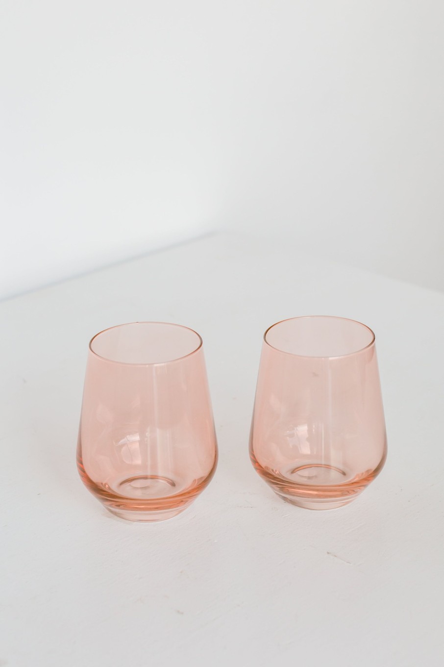 Glassware Estelle Colored Glass | Estelle Colored Wine Stemless - Set Of 2 {Coral Peach Pink}