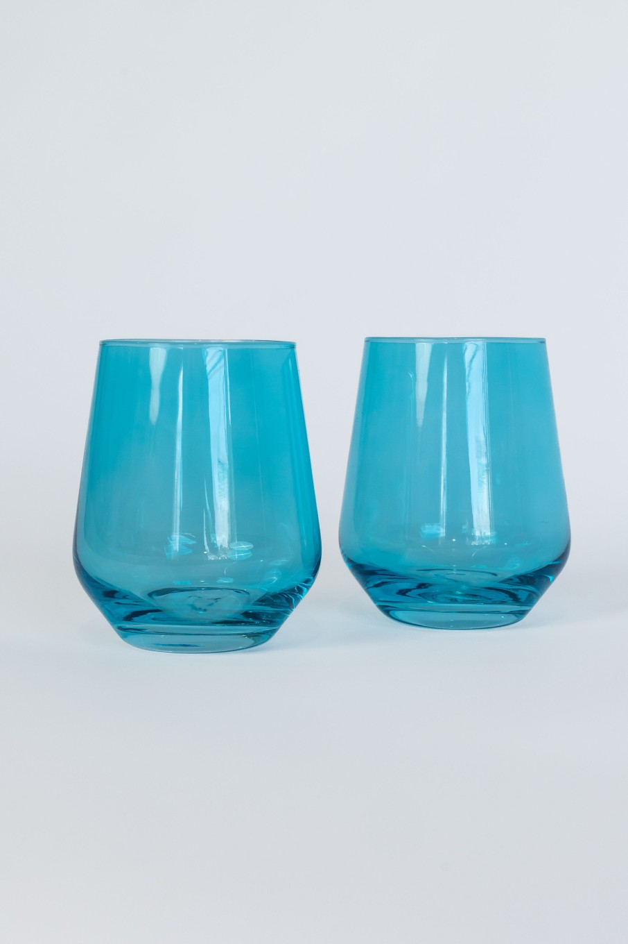 Glassware Estelle Colored Glass | Estelle Colored Wine Stemless - Set Of 2 {Ocean Blue}