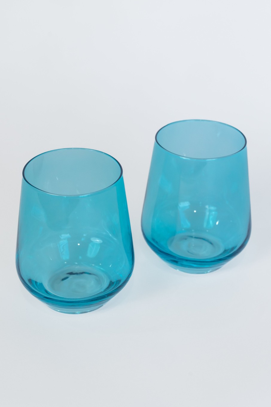 Glassware Estelle Colored Glass | Estelle Colored Wine Stemless - Set Of 2 {Ocean Blue}