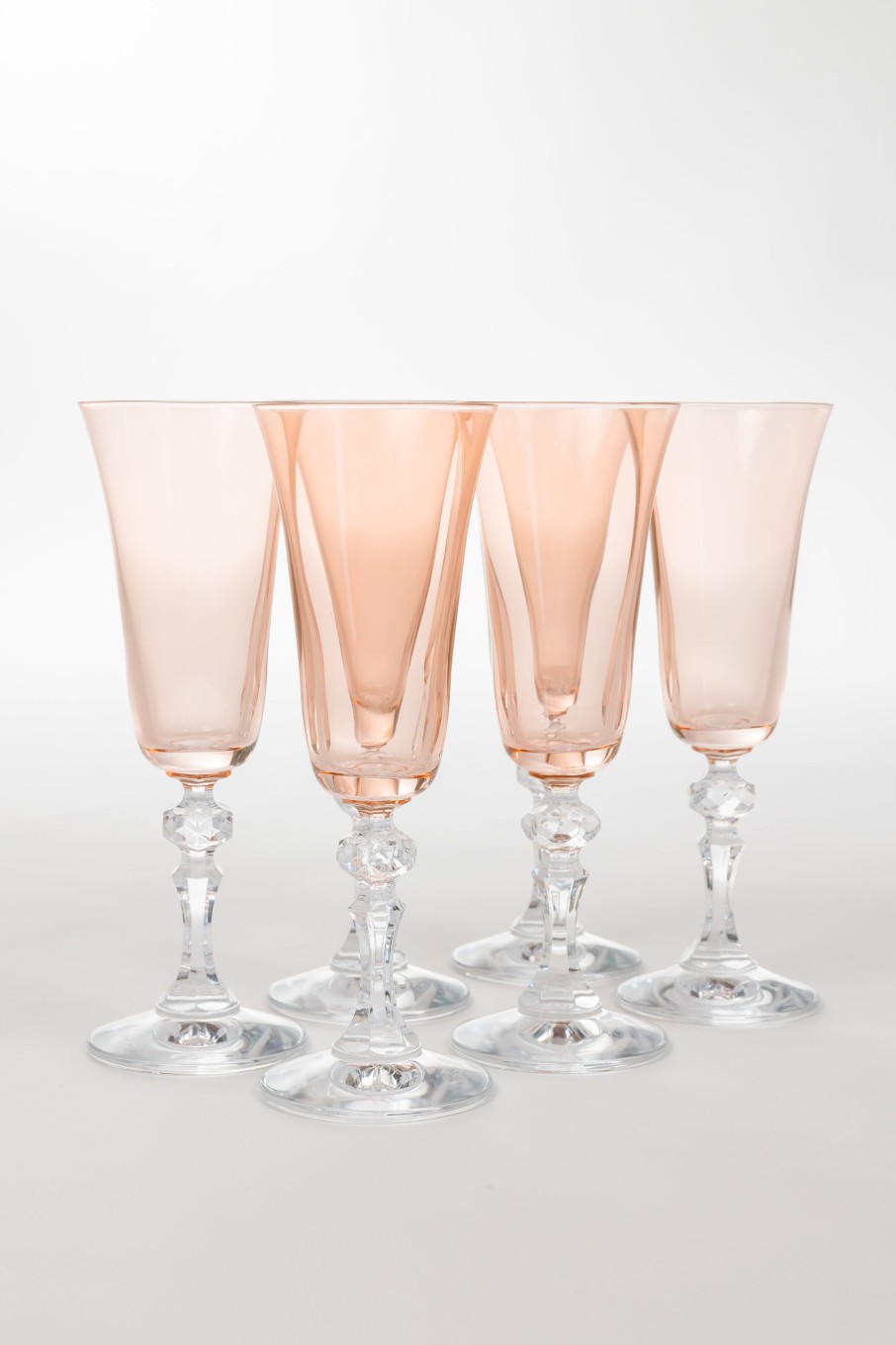 Limited Edition Holiday Estelle Colored Glass | Estelle Colored Regal Flute With Clear Stem - Set Of 6 {Blush Pink}