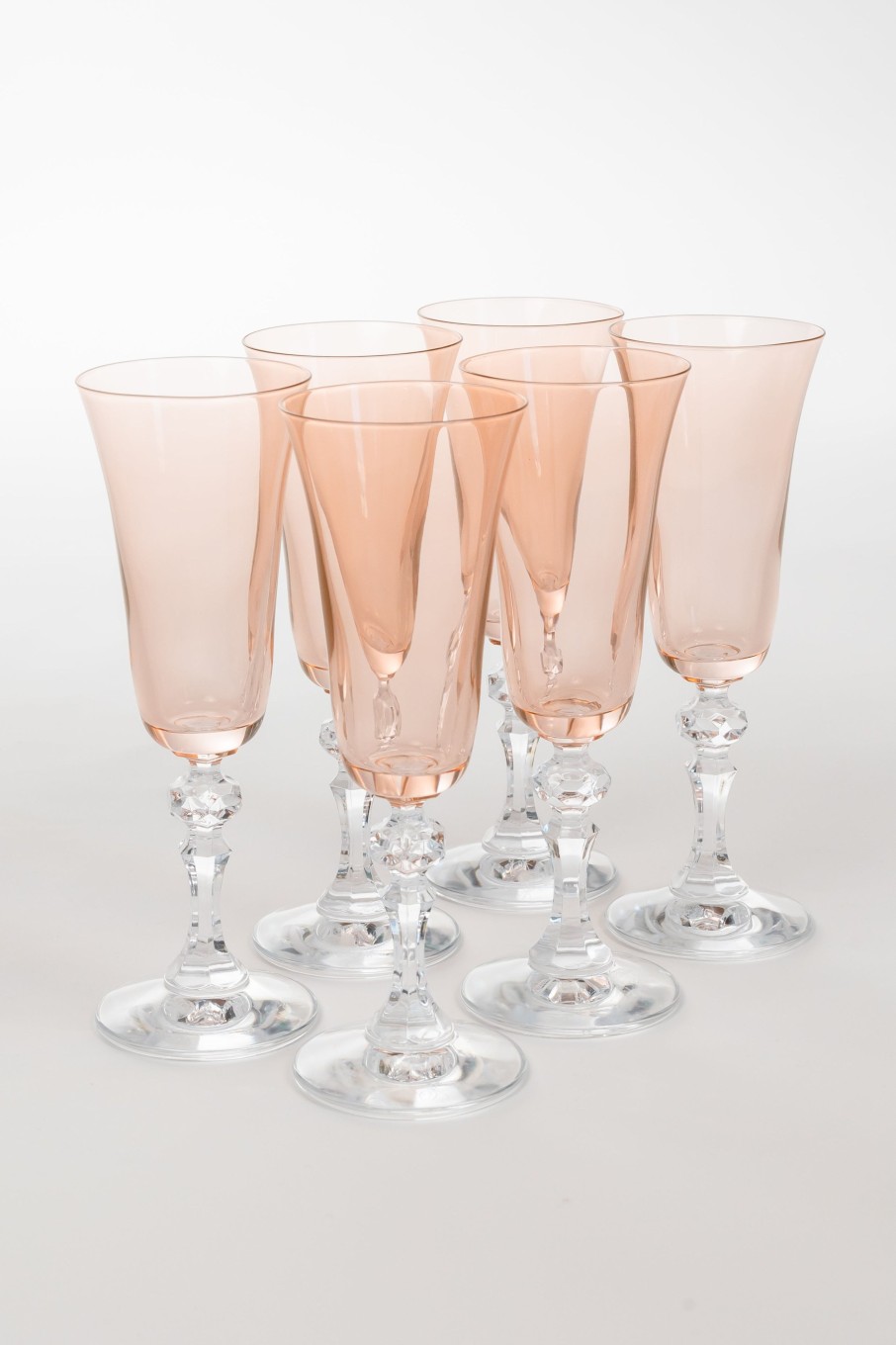 Limited Edition Holiday Estelle Colored Glass | Estelle Colored Regal Flute With Clear Stem - Set Of 6 {Blush Pink}