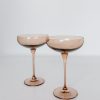 Glassware Estelle Colored Glass | Estelle Colored Champagne Coupe Stemware - Set Of 2 {Amber Smoke}