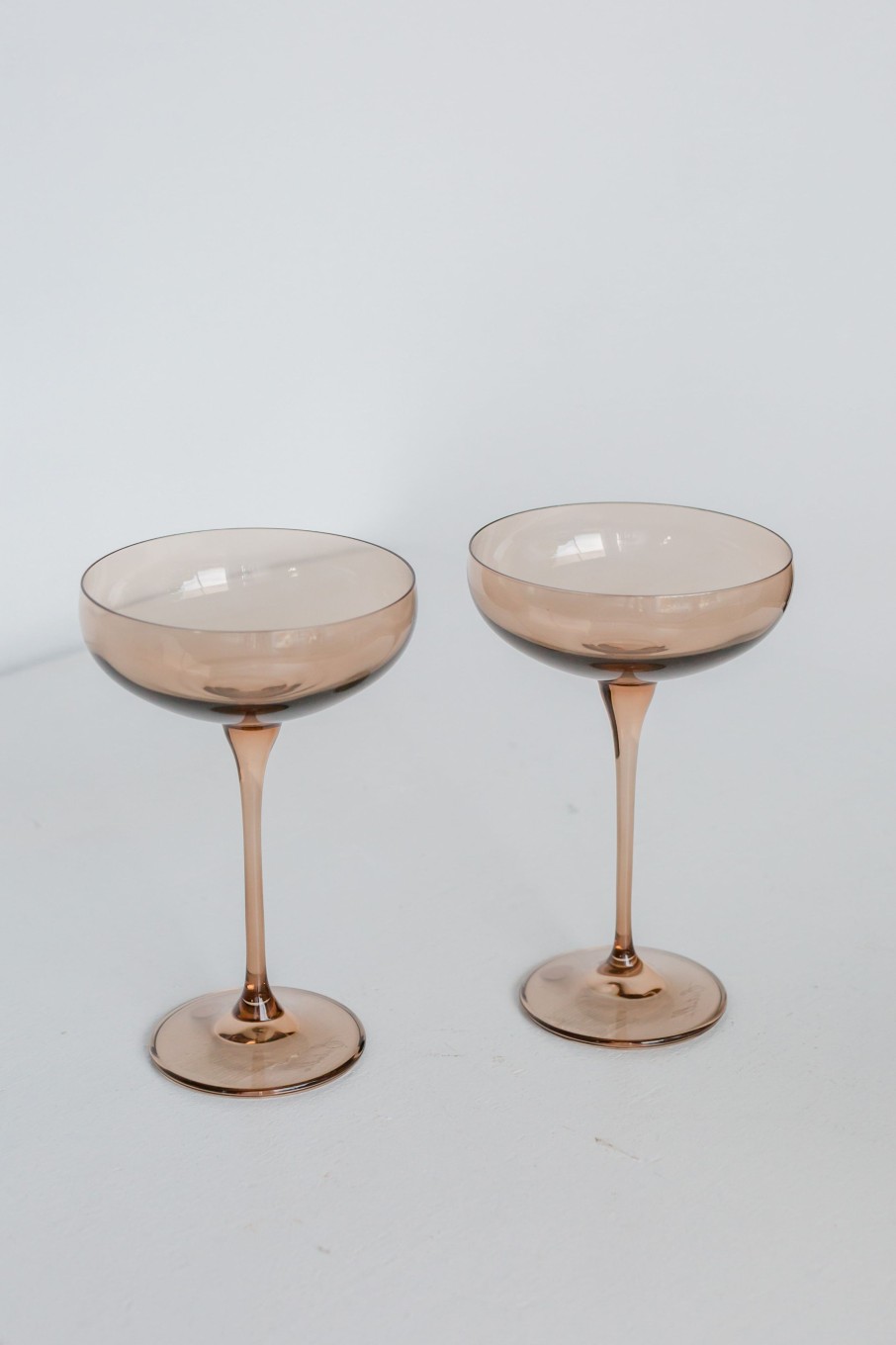 Glassware Estelle Colored Glass | Estelle Colored Champagne Coupe Stemware - Set Of 2 {Amber Smoke}