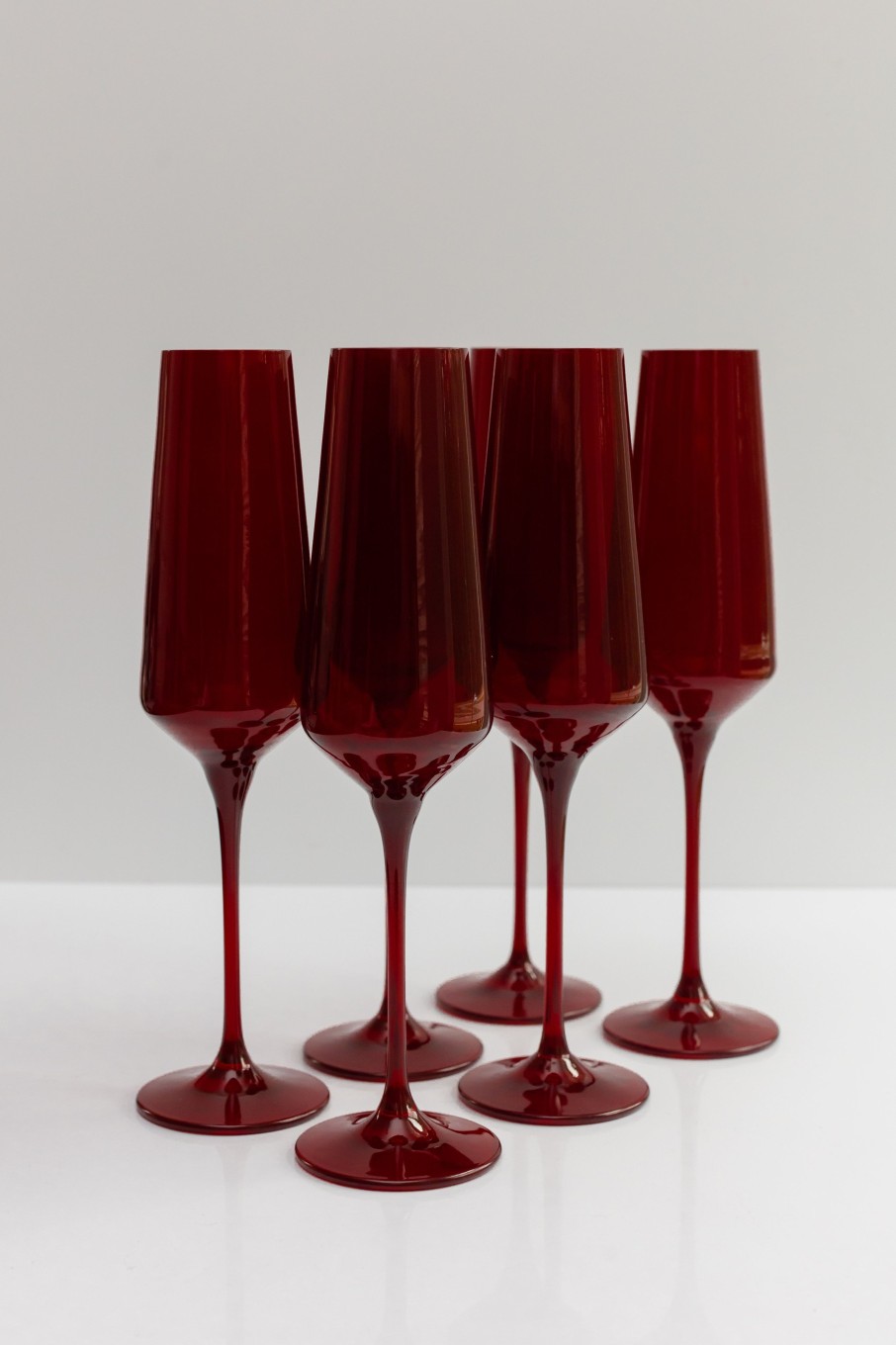 Glassware Estelle Colored Glass | Estelle Colored Champagne Flute - Set Of 6 {Red}