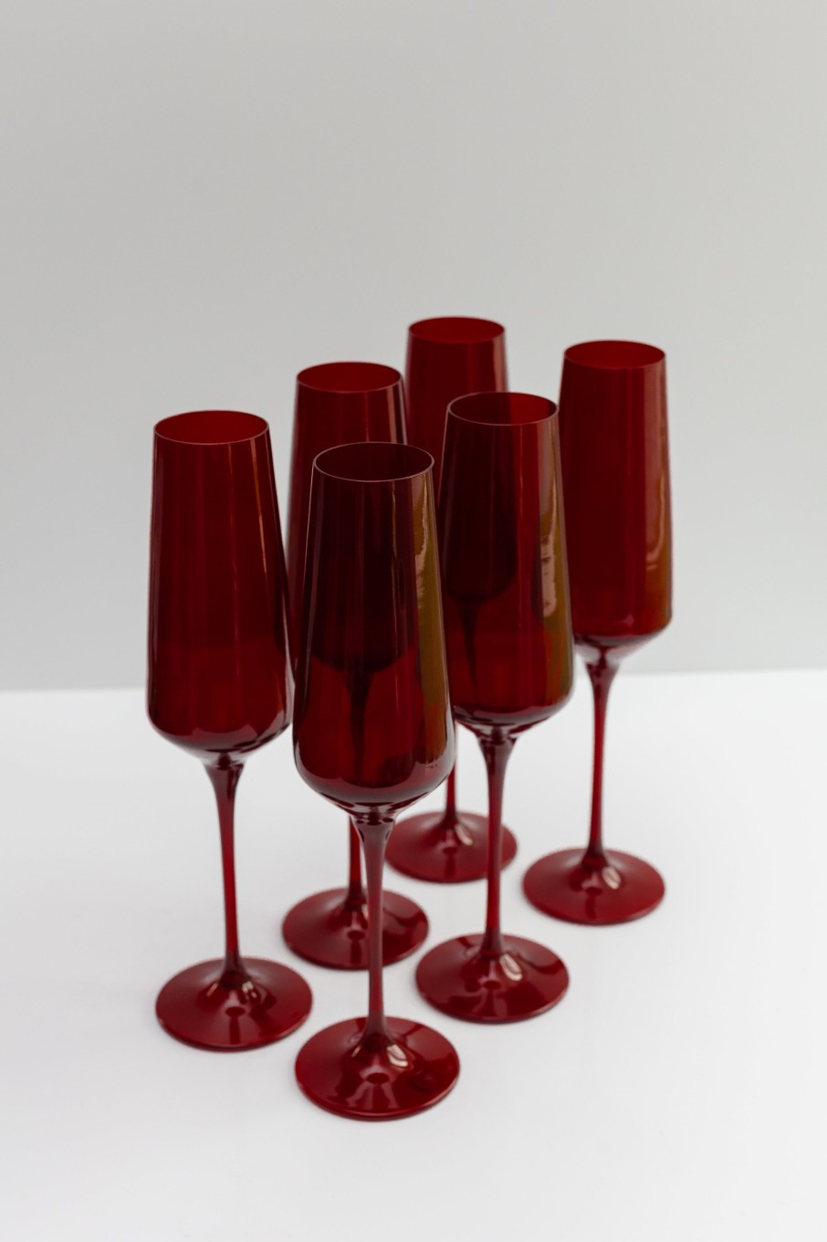 Glassware Estelle Colored Glass | Estelle Colored Champagne Flute - Set Of 6 {Red}