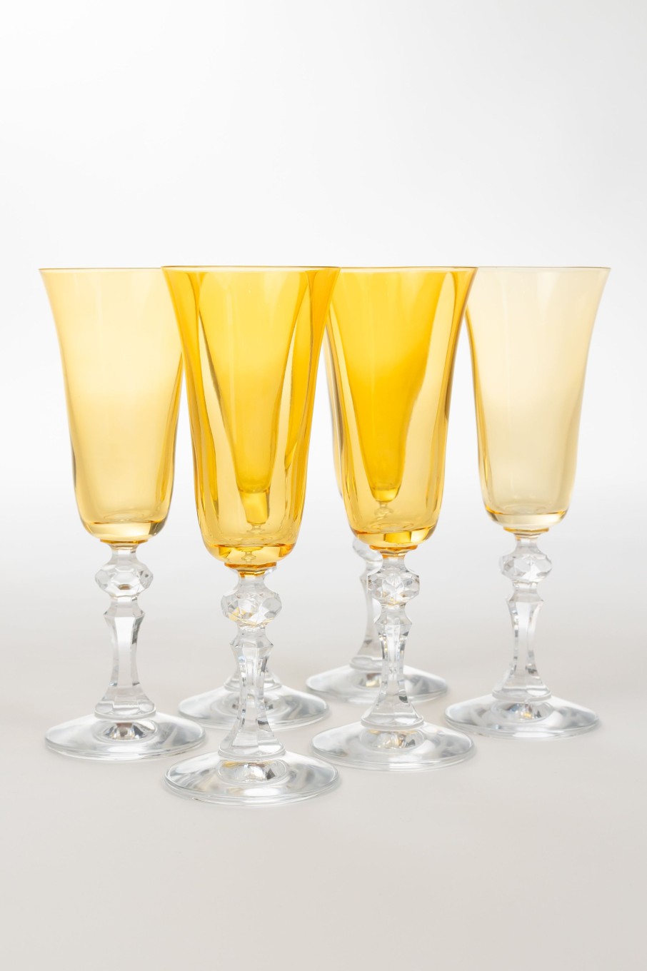 Glassware Estelle Colored Glass | Estelle Colored Regal Flute With Clear Stem - Set Of 6 {Yellow}