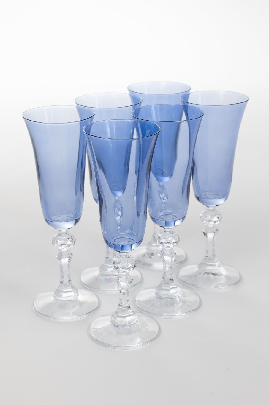 Glassware Estelle Colored Glass | Estelle Colored Regal Flute With Clear Stem - Set Of 6 {Cobalt Blue}