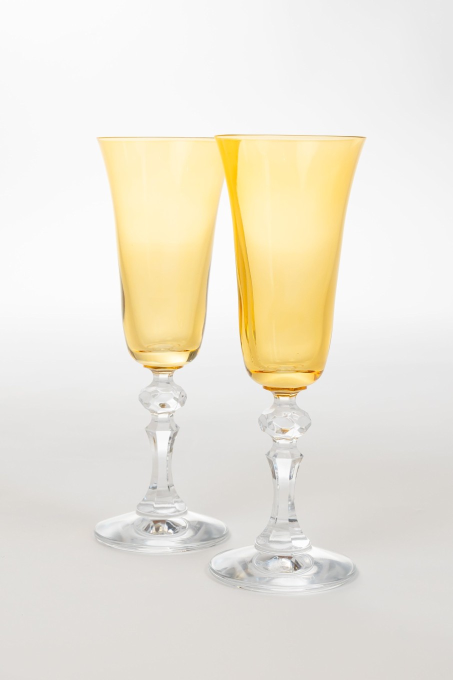 Glassware Estelle Colored Glass | Estelle Colored Regal Flute With Clear Stem - Set Of 2 {Yellow}