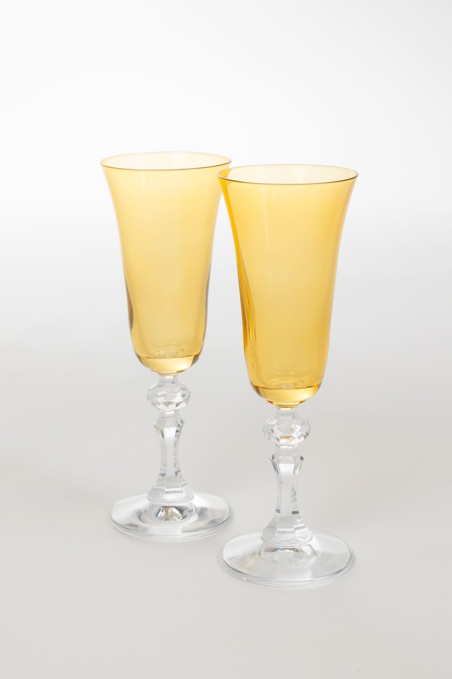 Glassware Estelle Colored Glass | Estelle Colored Regal Flute With Clear Stem - Set Of 2 {Yellow}