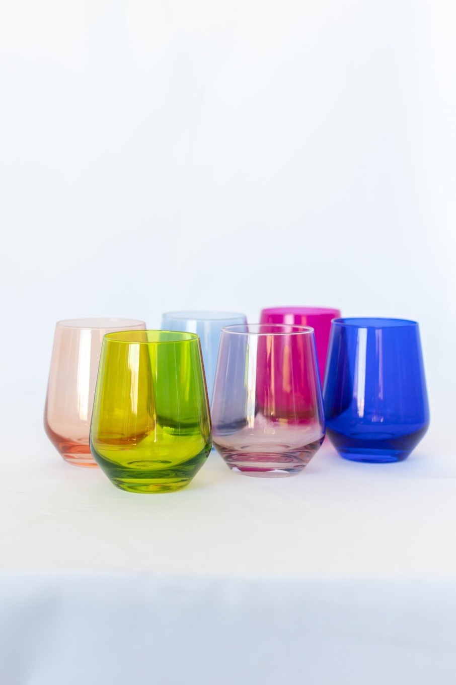 Glassware Estelle Colored Glass | Estelle Colored Wine Stemless Set Of 6 (Mixed Set)