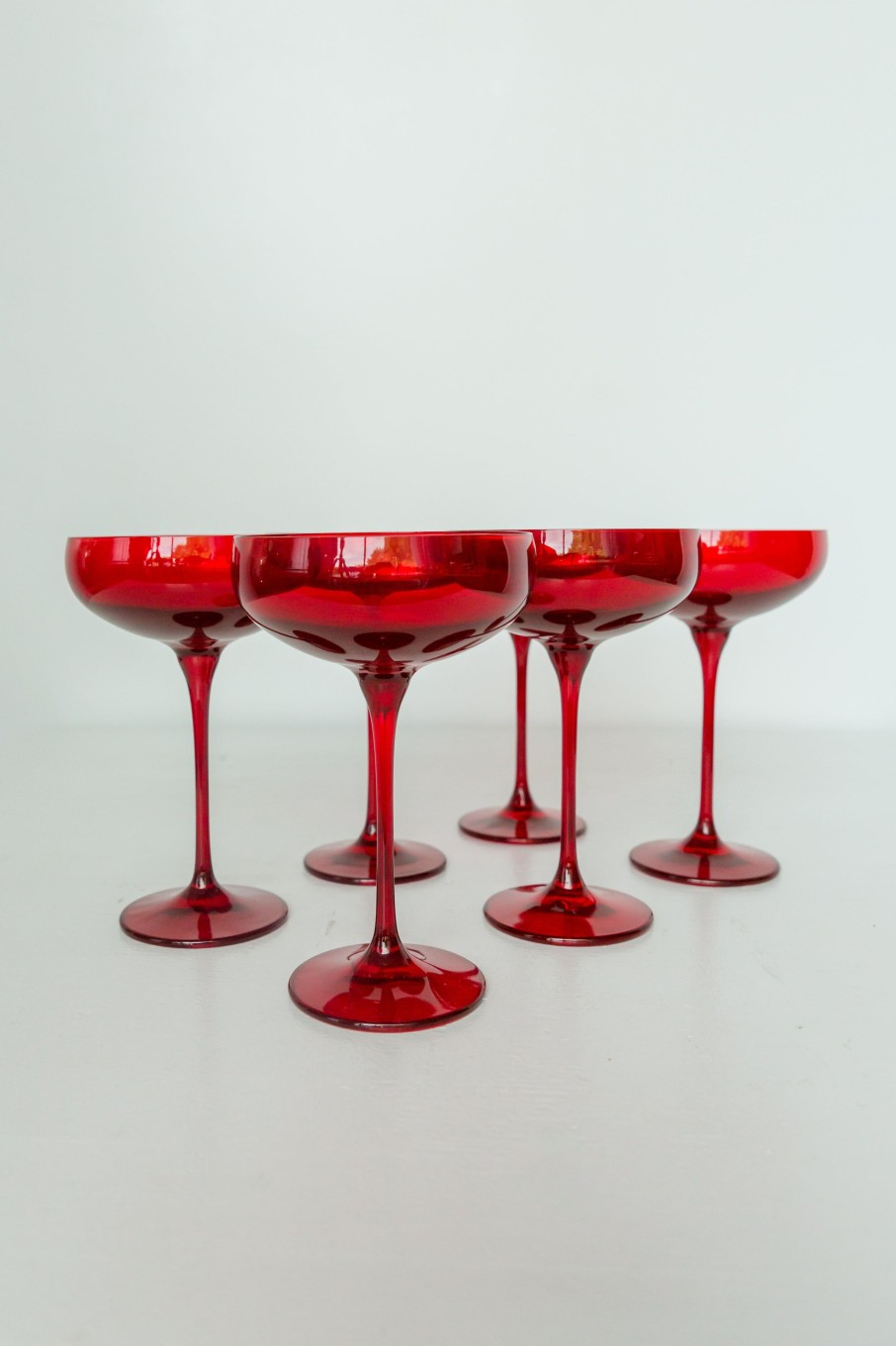 Glassware Estelle Colored Glass | Estelle Colored Champagne Coupe Stemware - Set Of 6 {Red}