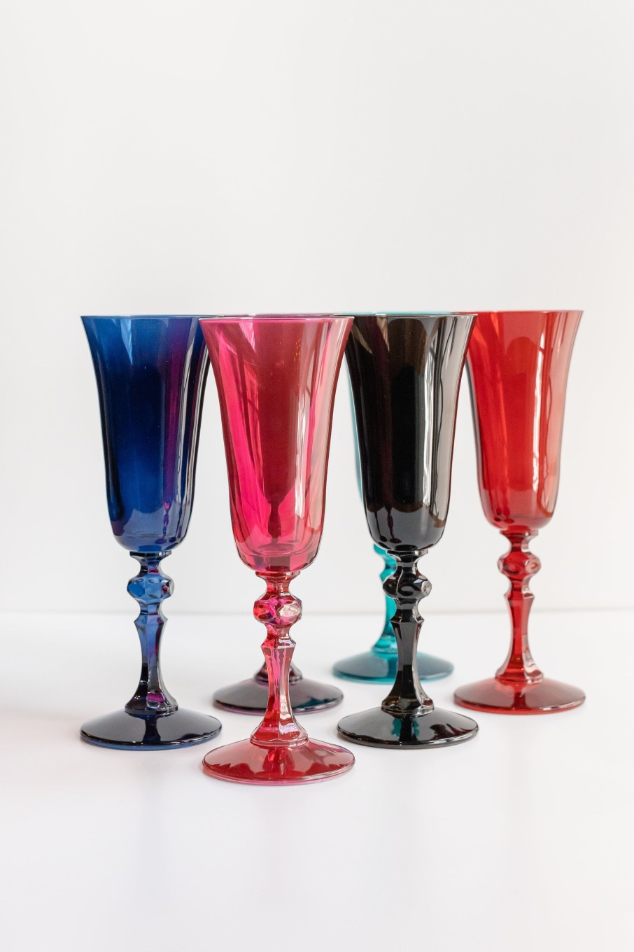 Glassware Estelle Colored Glass | Estelle Colored Regal Flute - Set Of 6 {Jewel Toned Mixed Set}