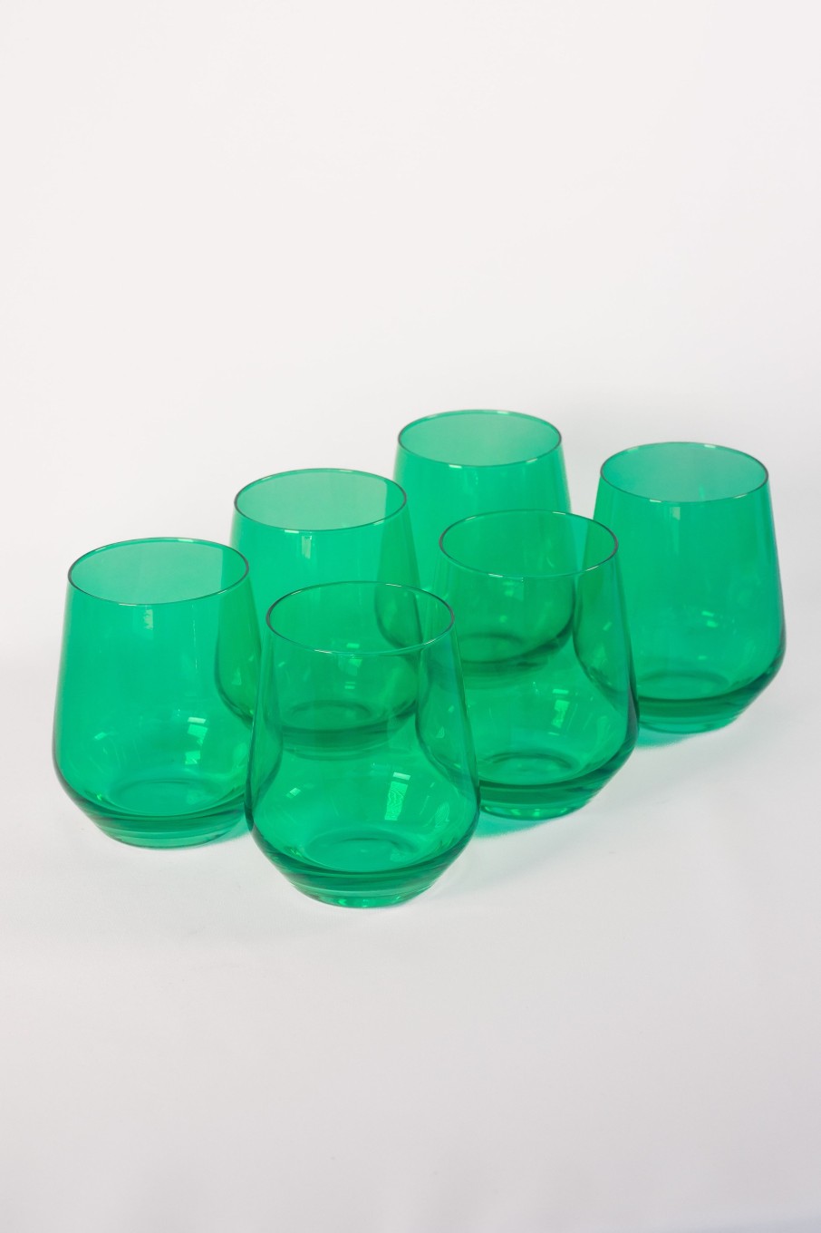 Glassware Estelle Colored Glass | Estelle Colored Wine Stemless - Set Of 6 {Kelly Green}