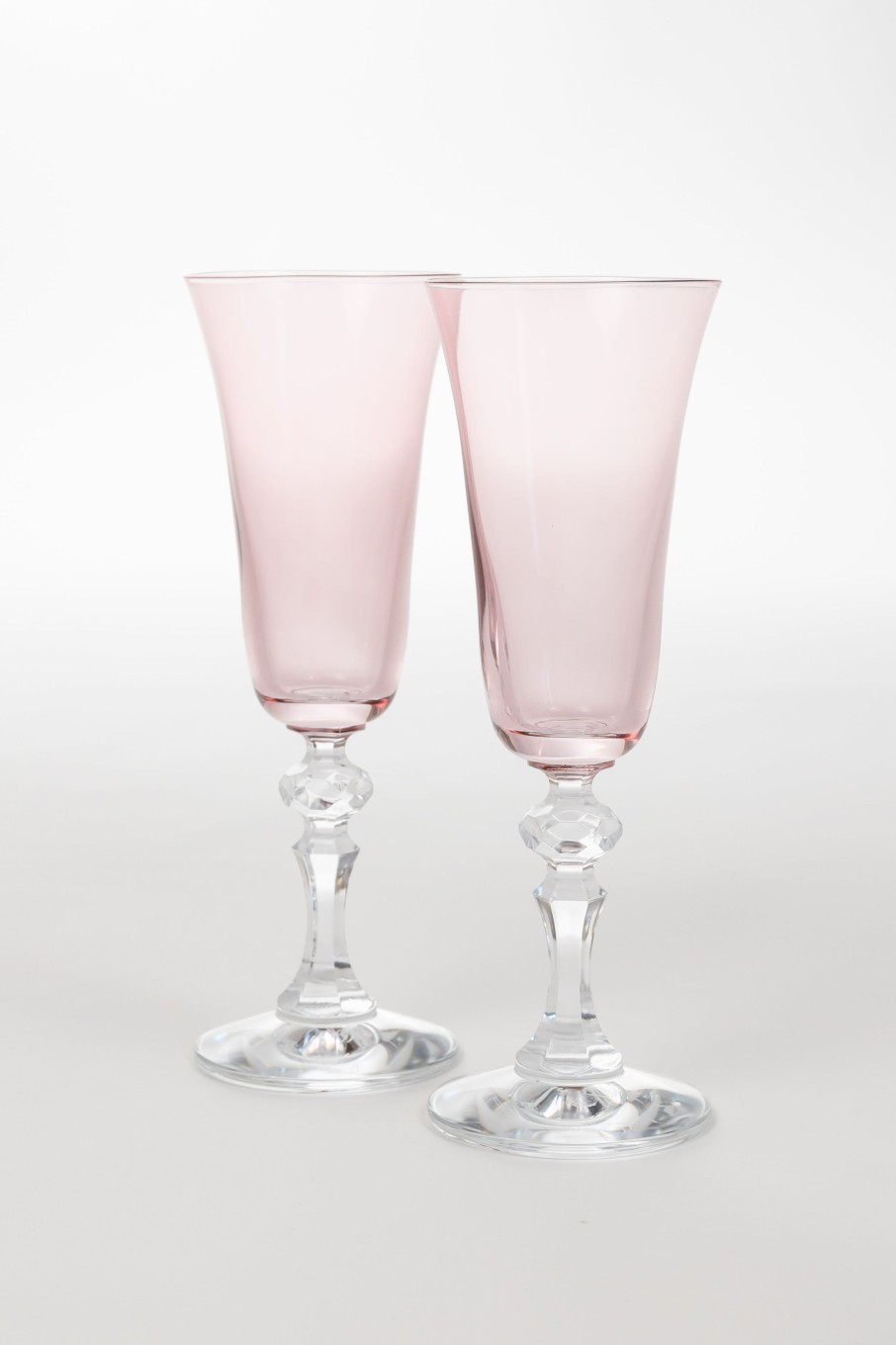 Glassware Estelle Colored Glass | Estelle Colored Regal Flute With Clear Stem - Set Of 2 {Rose}