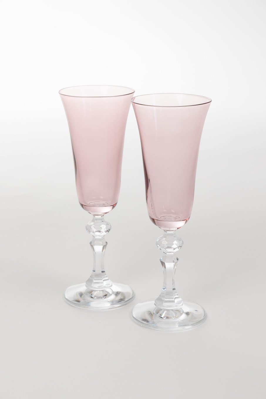 Glassware Estelle Colored Glass | Estelle Colored Regal Flute With Clear Stem - Set Of 2 {Rose}