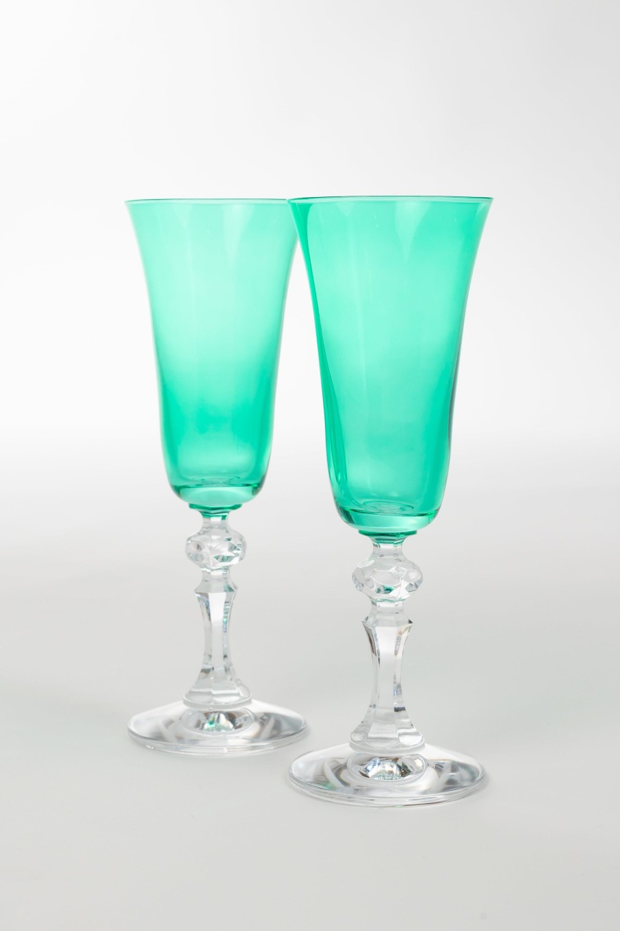 Limited Edition Holiday Estelle Colored Glass | Estelle Colored Regal Flute With Clear Stem - Set Of 2 {Kelly Green}