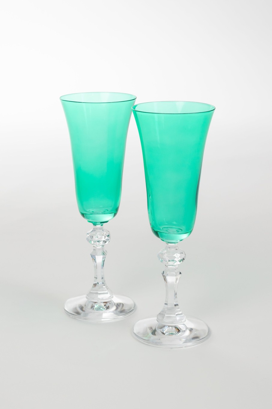 Limited Edition Holiday Estelle Colored Glass | Estelle Colored Regal Flute With Clear Stem - Set Of 2 {Kelly Green}