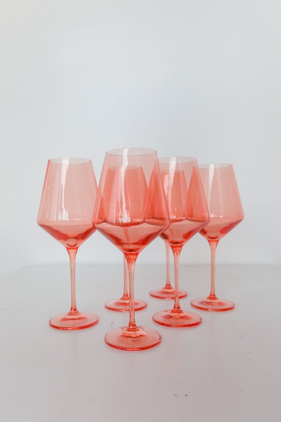 Glassware Ruth's House Event Rentals | Estelle Colored Wine Stemware - Set Of 6 {Coral Peach Pink}