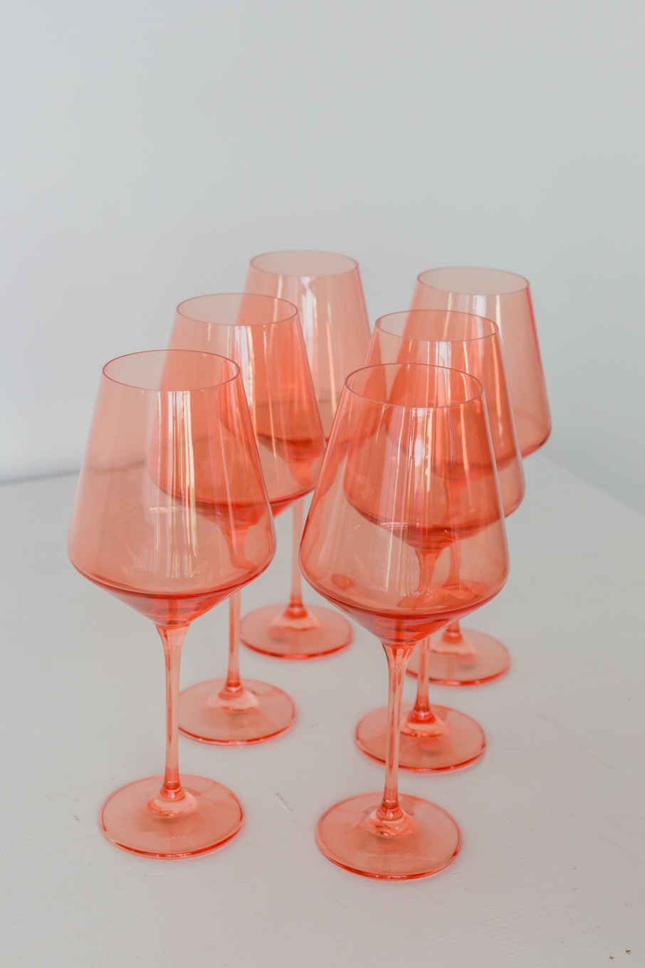 Glassware Ruth's House Event Rentals | Estelle Colored Wine Stemware - Set Of 6 {Coral Peach Pink}