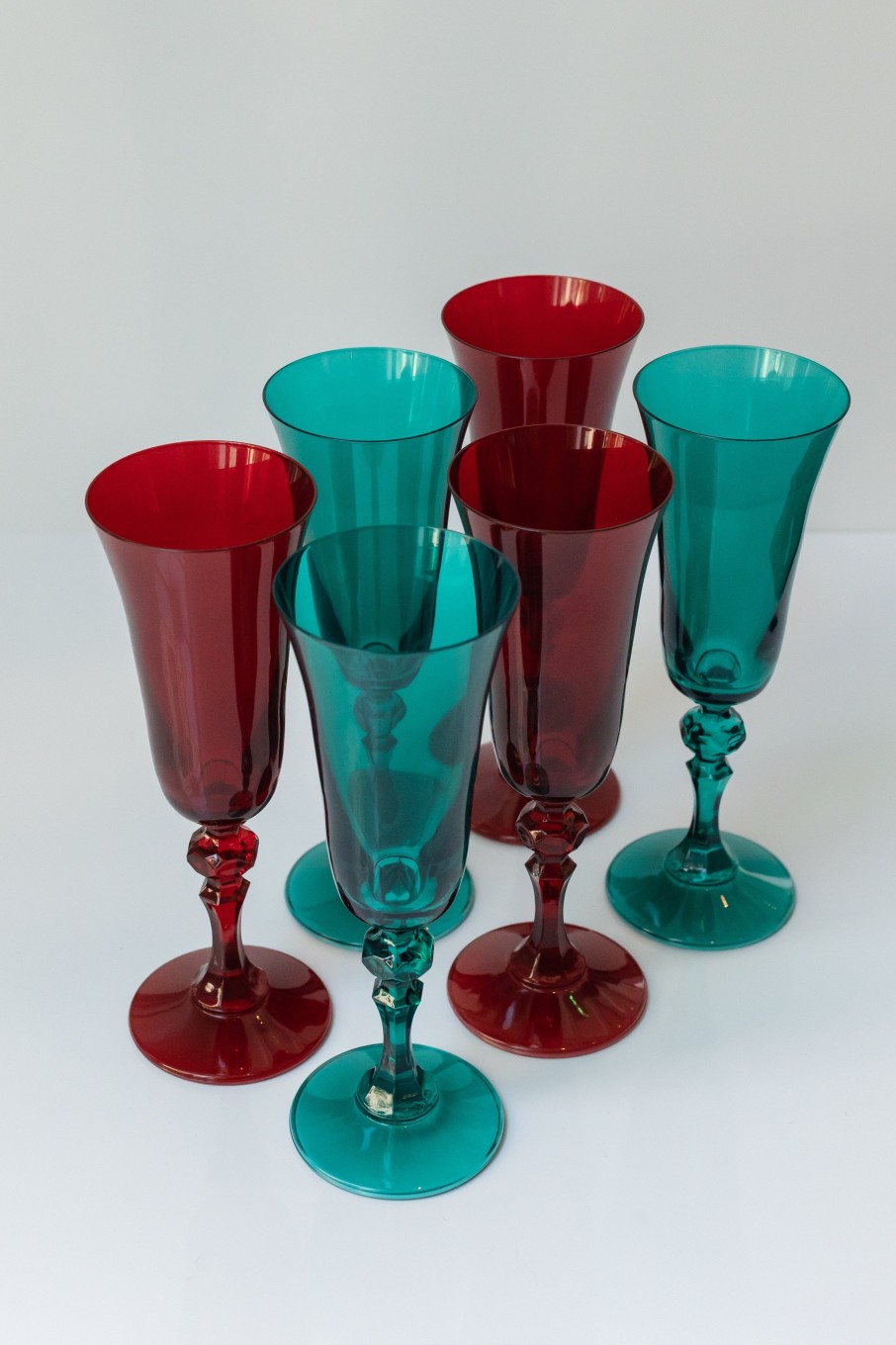 Glassware Estelle Colored Glass | Estelle Colored Regal Flute - Set Of 6 {Holiday Mixed Set}