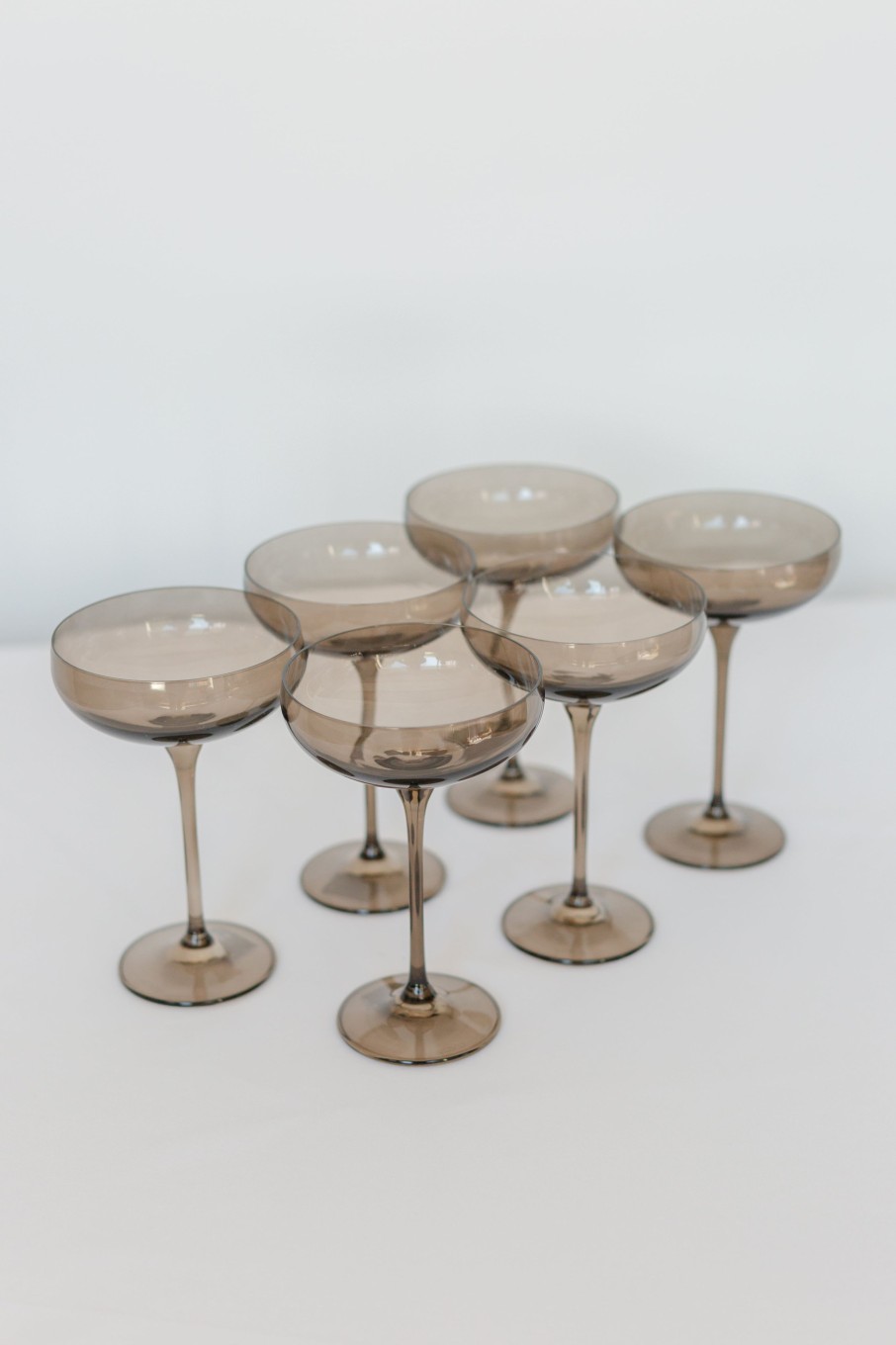 Glassware Estelle Colored Glass | Estelle Colored Champagne Coupe Stemware - Set Of 6 {Gray Smoke}