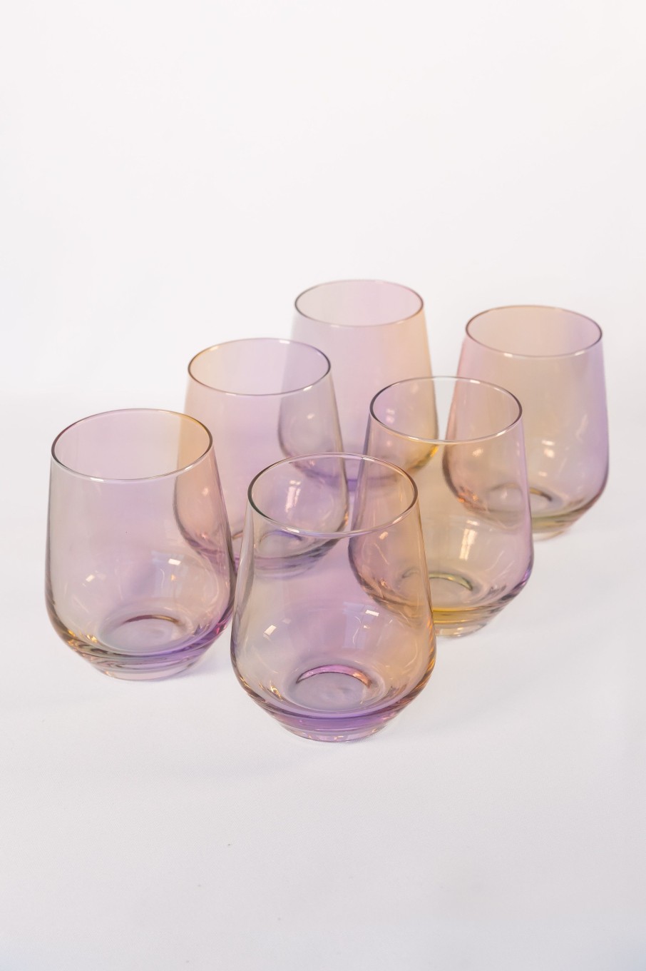 Glassware Estelle Colored Glass | Estelle Colored Wine Stemless - Set Of 6 {Iridescent}