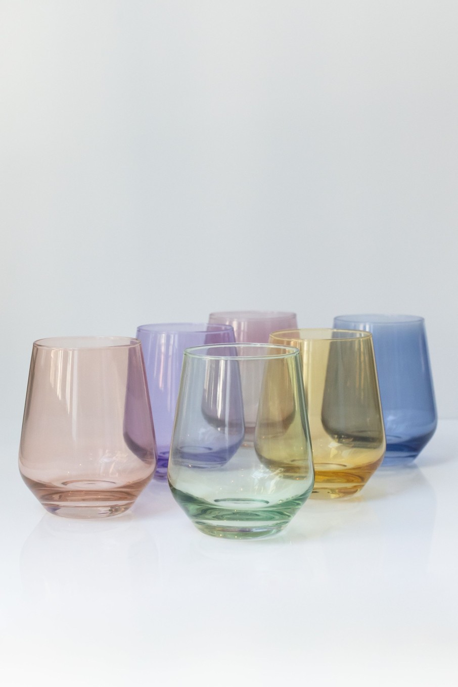 Glassware Estelle Colored Glass | Estelle Colored Wine Stemless Set Of 6 (Pastel Mixed Set)