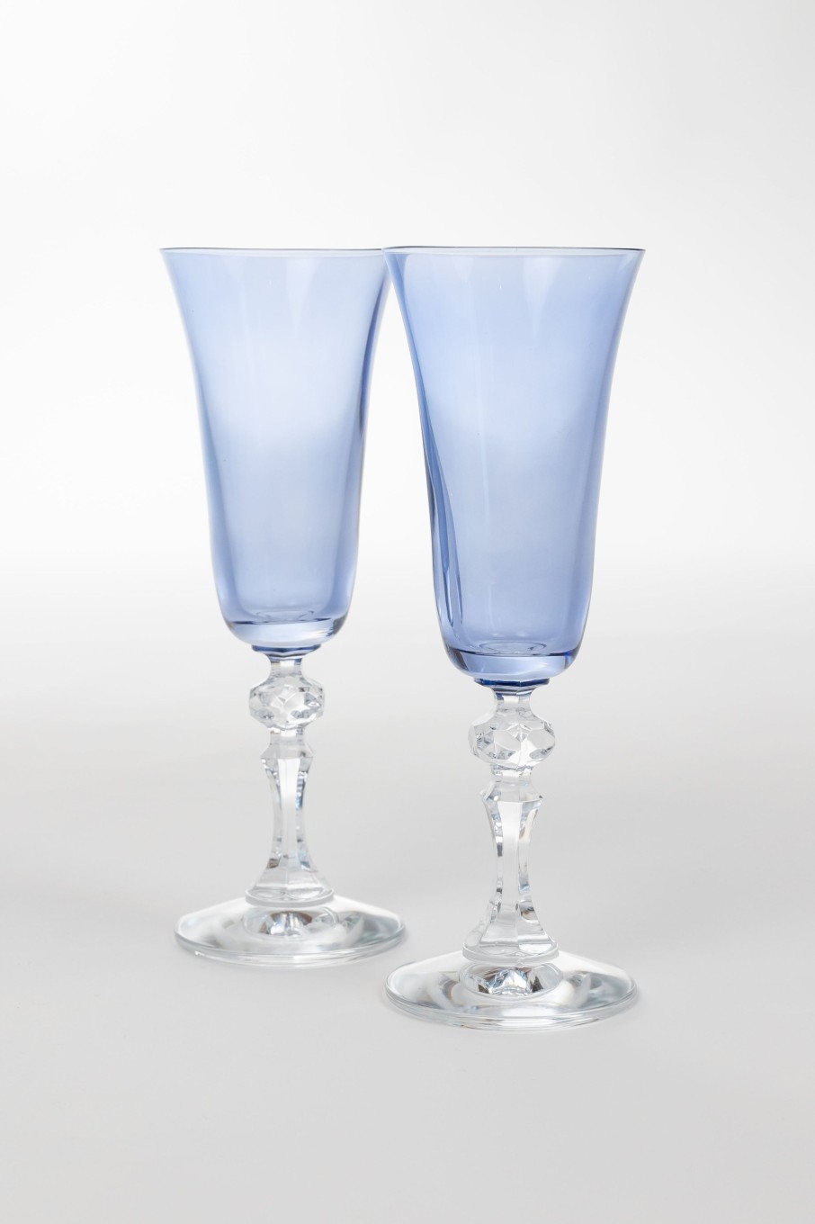 Glassware Estelle Colored Glass | Estelle Colored Regal Flute With Clear Stem - Set Of 2 {Cobalt Blue}