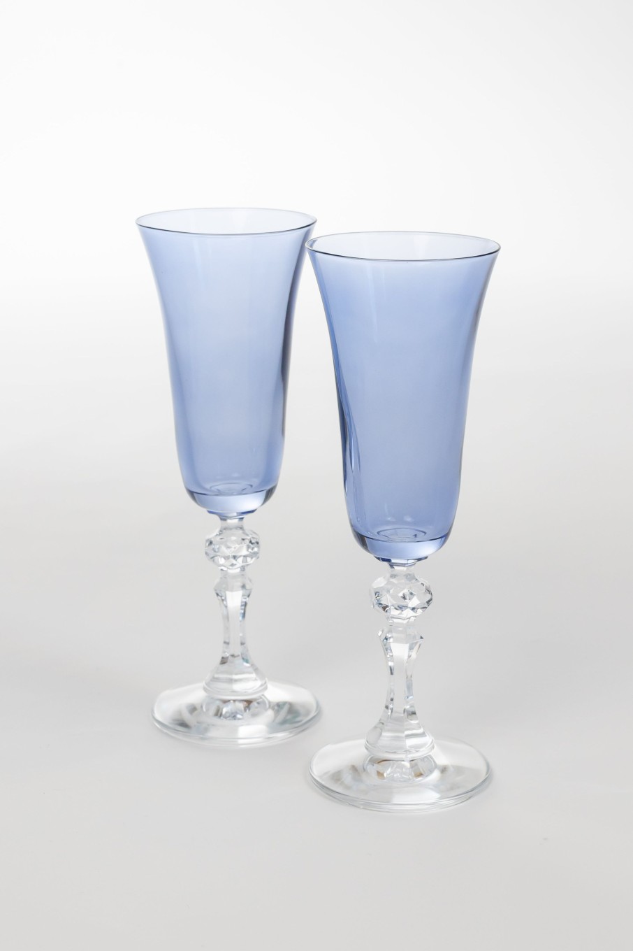 Glassware Estelle Colored Glass | Estelle Colored Regal Flute With Clear Stem - Set Of 2 {Cobalt Blue}