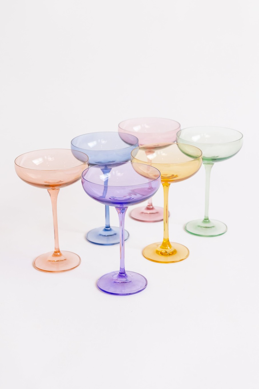 Glassware Estelle Colored Glass | Estelle Colored Champagne Coupe Stemware - Set Of 6 {Pastel Mixed Set}