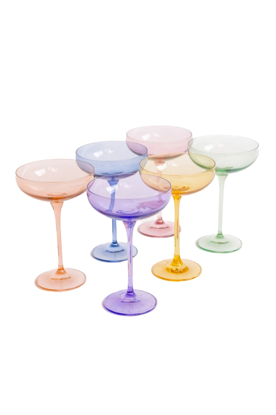 Glassware Estelle Colored Glass | Estelle Colored Champagne Coupe Stemware - Set Of 6 {Pastel Mixed Set}