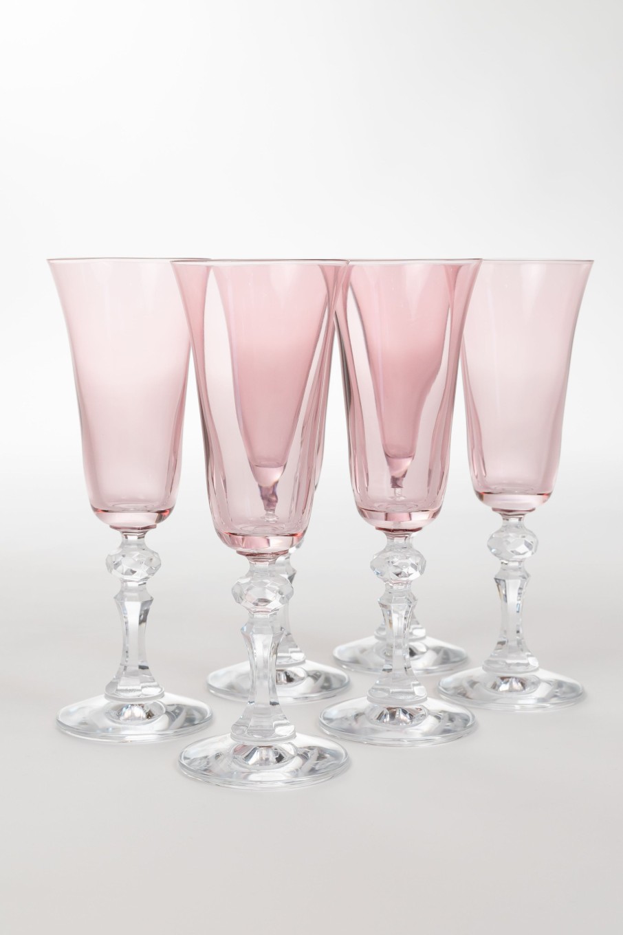 Limited Edition Holiday Estelle Colored Glass | Estelle Colored Regal Flute With Clear Stem - Set Of 6 {Rose}