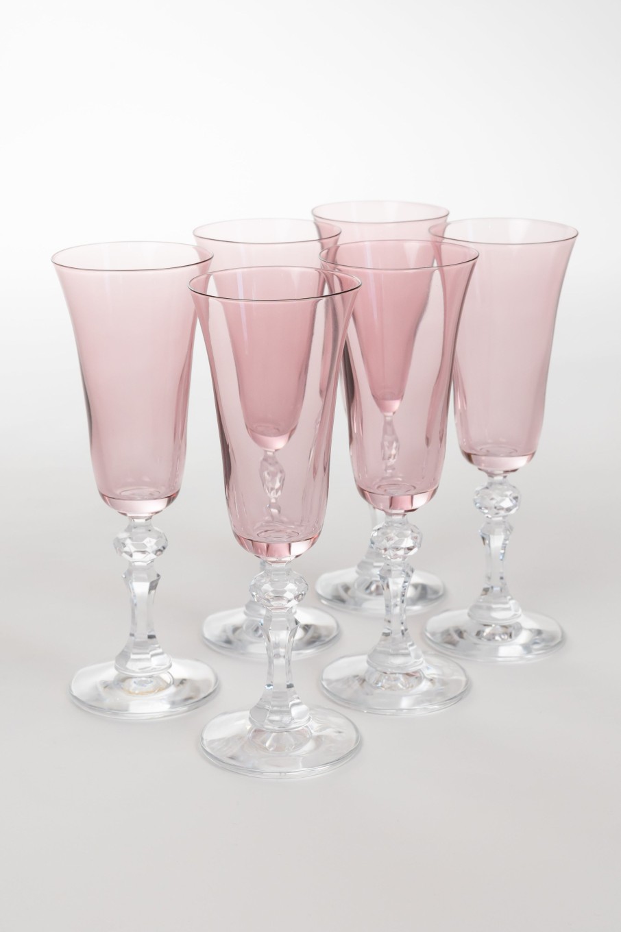 Limited Edition Holiday Estelle Colored Glass | Estelle Colored Regal Flute With Clear Stem - Set Of 6 {Rose}