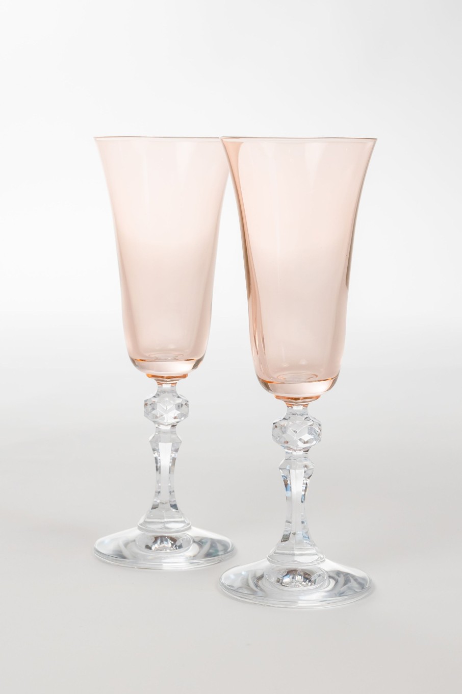 Limited Edition Holiday Estelle Colored Glass | Estelle Colored Regal Flute With Clear Stem - Set Of 2 {Blush Pink}