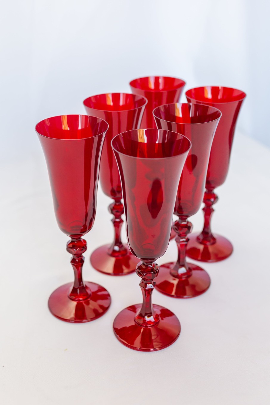 Glassware Estelle Colored Glass | Estelle Colored Regal Flute - Set Of 6 {Red}