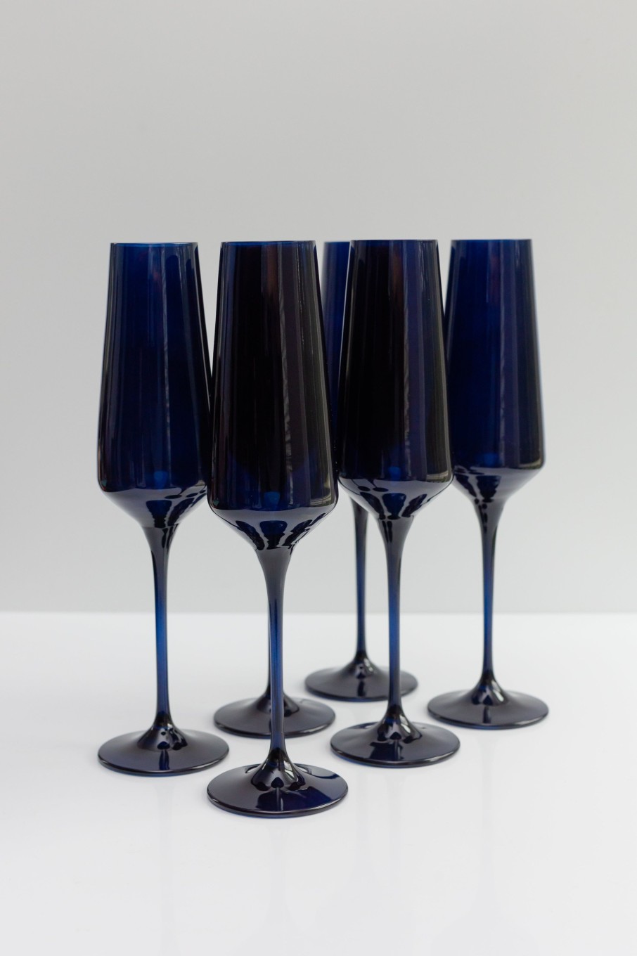 Glassware Estelle Colored Glass | Estelle Colored Champagne Flute - Set Of 6 {Midnight Blue}