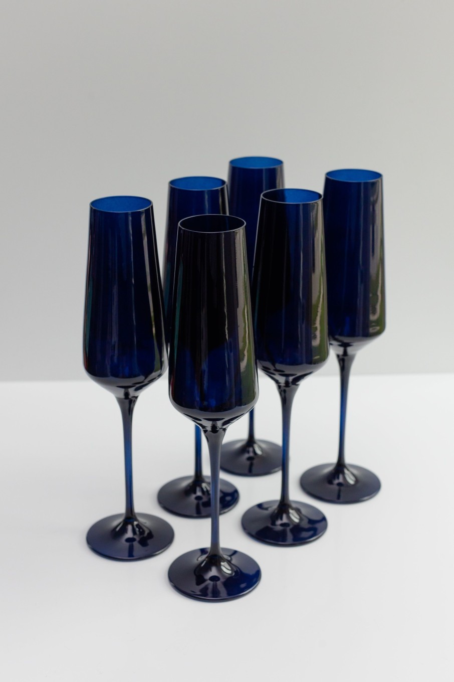 Glassware Estelle Colored Glass | Estelle Colored Champagne Flute - Set Of 6 {Midnight Blue}