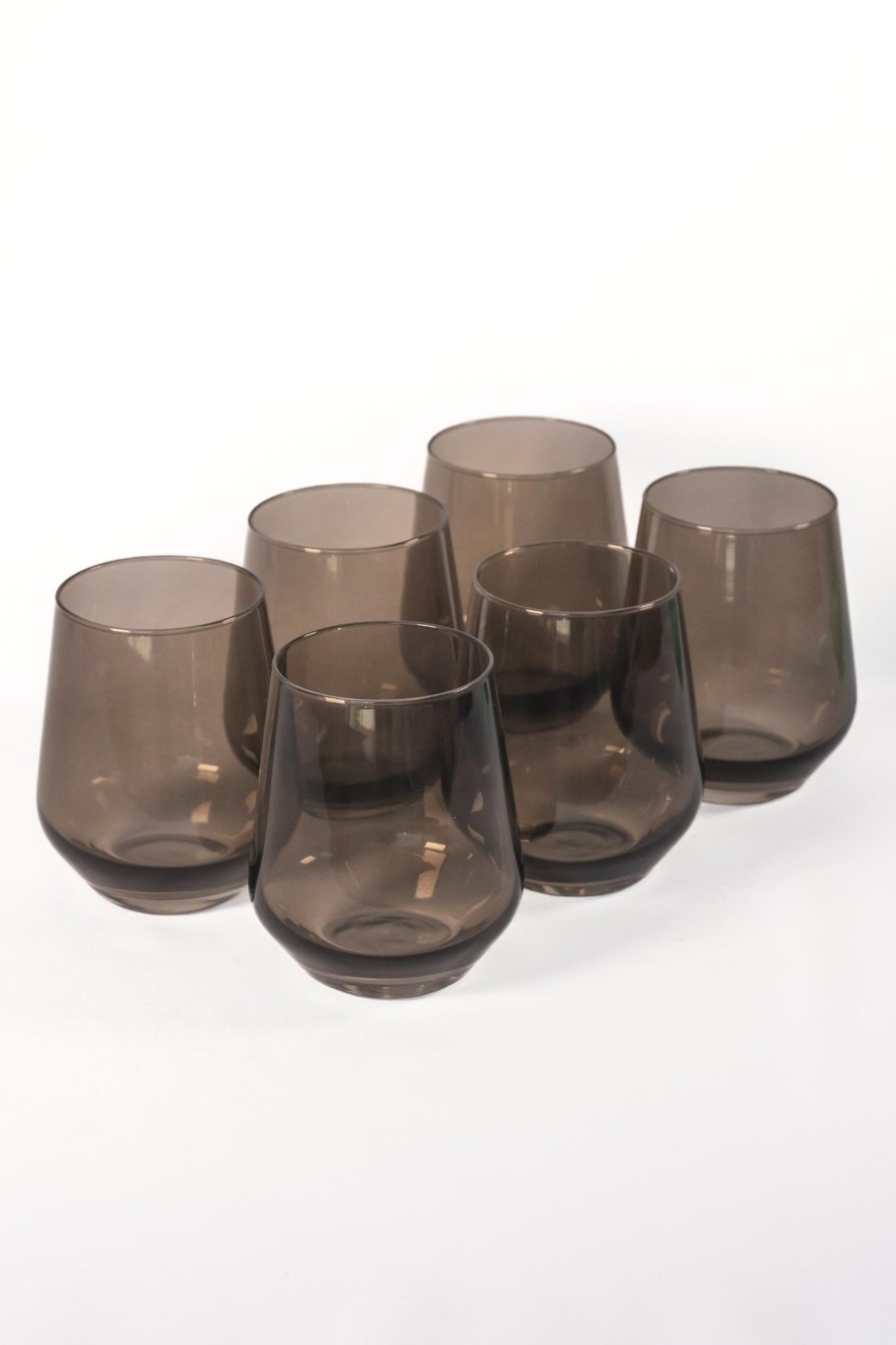 Glassware Estelle Colored Glass | Estelle Colored Wine Stemless - Set Of 6 {Gray Smoke}