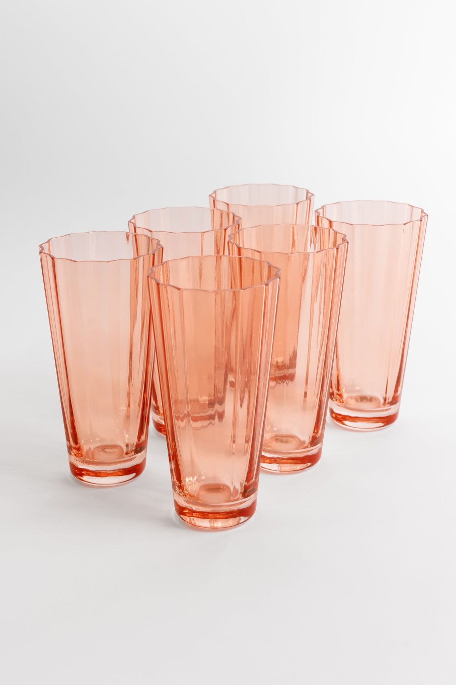 Limited Edition Holiday Estelle Colored Glass | Estelle Colored Sunday High Balls - Set Of 6 {Coral Peach Pink}