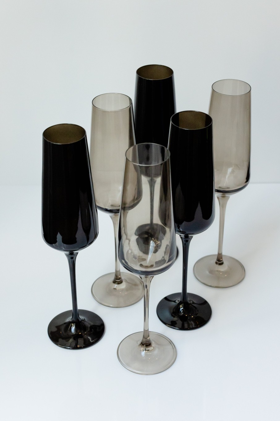 Glassware Estelle Colored Glass | Estelle Colored Champagne Flute - Set Of 6 {Smoke Mixed Set}