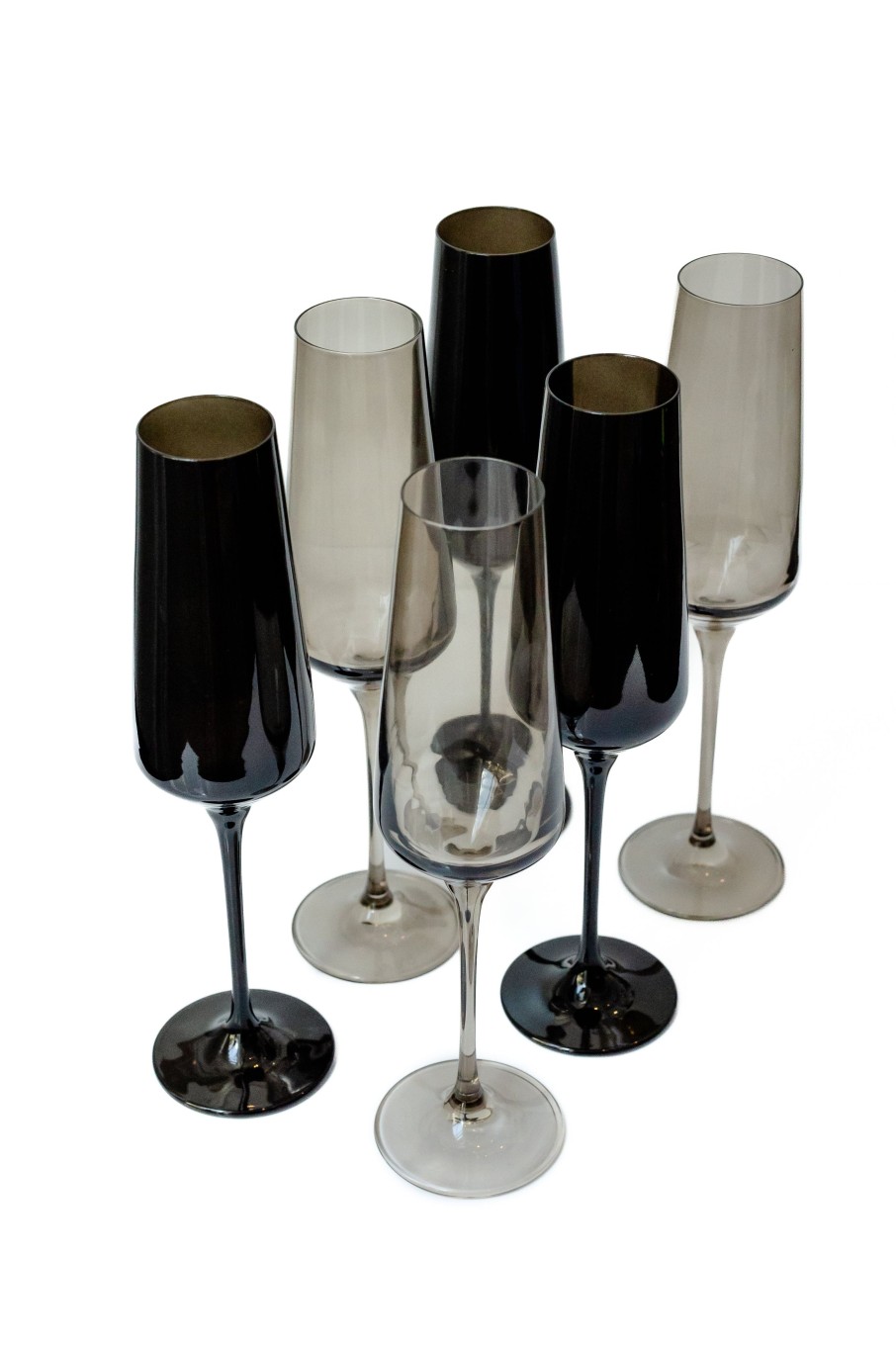 Glassware Estelle Colored Glass | Estelle Colored Champagne Flute - Set Of 6 {Smoke Mixed Set}