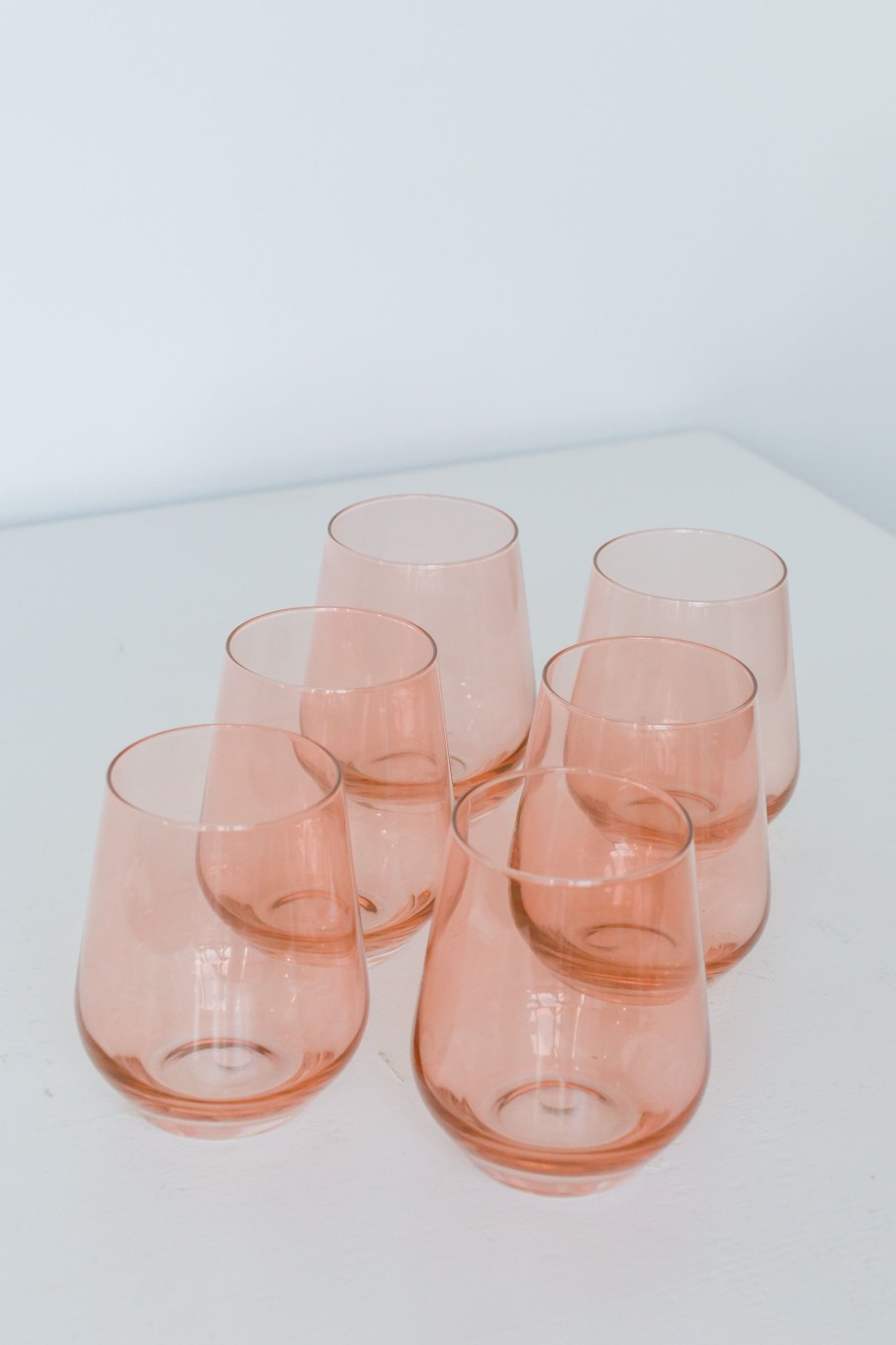 Glassware Estelle Colored Glass | Estelle Colored Wine Stemless - Set Of 6 {Blush Pink}