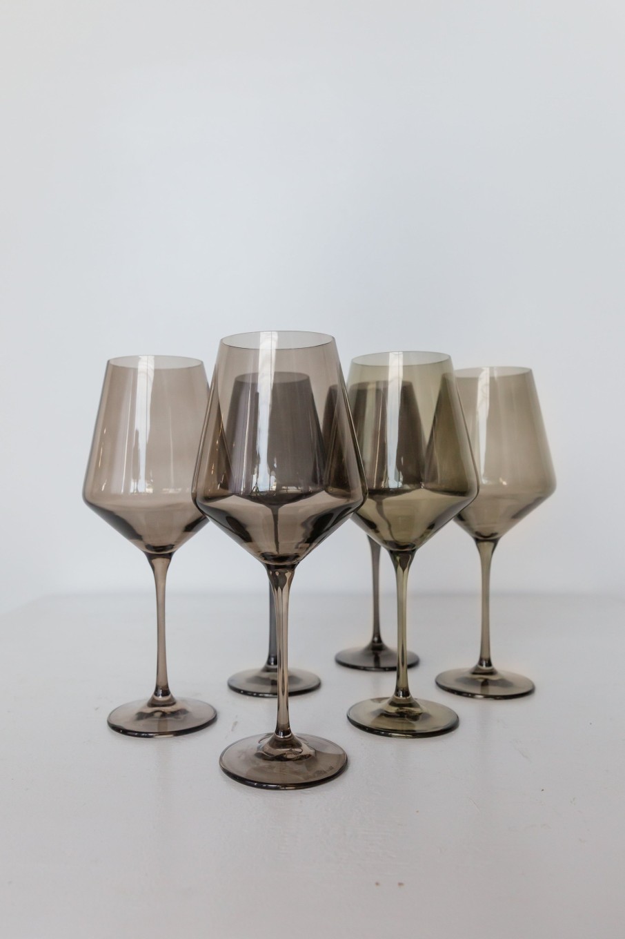 Glassware Estelle Colored Glass | Estelle Colored Wine Stemware - Set Of 6 {Gray Smoke}